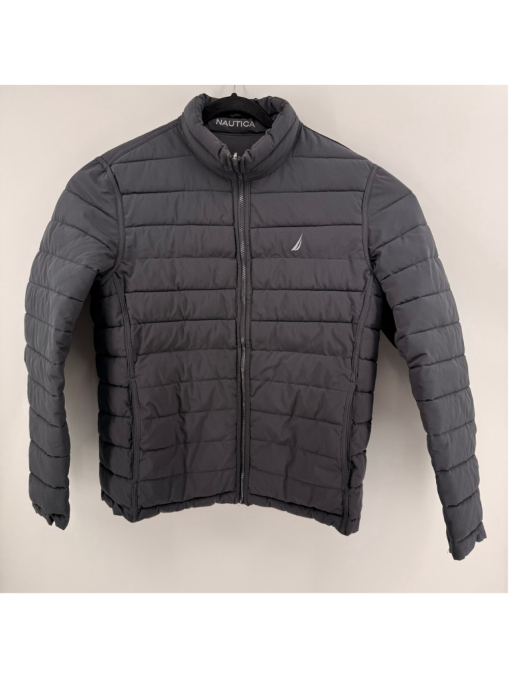 Men's Nautica Reversible Puffer‎ Jacket Large Gray Orange